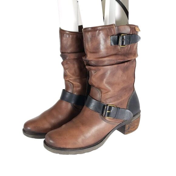 PIKOLINOS Women's Le Mans 39 US8-8,5 Brown Leather Mid-Calf Riding Boots - Picture 1 of 14